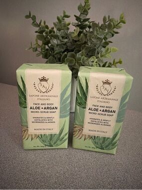 SAI Artisan ALOE + ARGAN Almond Face & Body Hydrating Micro-Scrub Soap
